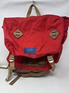 Vintage Dark Red JanSport Leather Bottom Backpack/Day Pack Made in USA