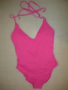 TRINA TURK Pink 1 Pc Twist Back Halter Maillot Swimsuit Sz 14 NWT - Picture 1 of 2