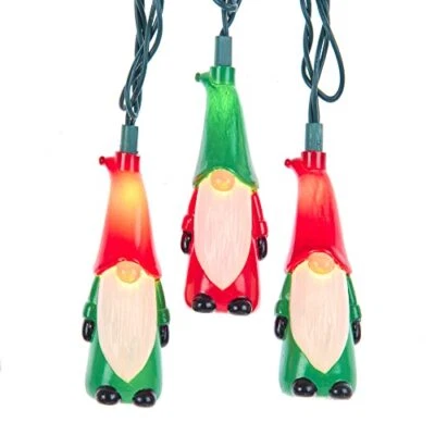 Kurt Adler 10 Light Red and Green Gnome Light String UL4351 - Image 1 of 4