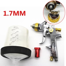 Car Auto Paint Airbrush HVLP Spray Gun 1.7MM Nozzle Yellow w/Adapter 600ML Tank