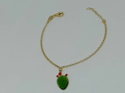 BRACCIALE IN ARGENTO 925 PALA FICO CENTRALE PENDENTE SMALTO COLORATO (DMB0004) - Immagine 1 di 4