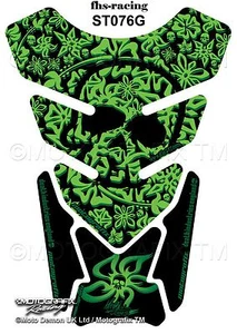 ST076G, MOTOGRAFIX - almohadilla de depósito, protector de depósito, Skull Flower Streetfighter verde - Imagen 1 de 1
