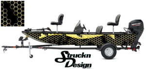 Boat Wrap Yellow Modern Hexagon Graphic Abstract Decal Fish Bass Fishing Vinyl - Picture 1 of 1