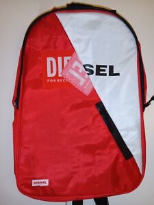 DIESEL Red & white Peel Over Graphic Backpack Red Canvas with laptop sleeve os