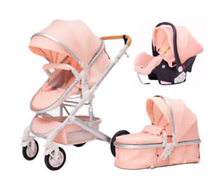 Luxury Heavy Duty 3 in 1 Baby Stroller With Portable Baby Cradle and Car Seat
