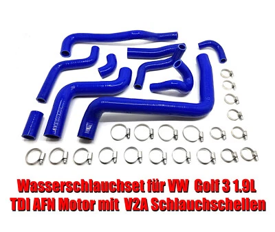1,9L TDI GTI 110PS Golf 3 MK3 AFN Kühlwasserschlauch Set Silikon BLAU mit V2A - Bild 1 von 4