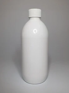 500ml PP Plastic White Round Boston Bottles & White Screw On Cap *Any Amount* - Picture 1 of 1