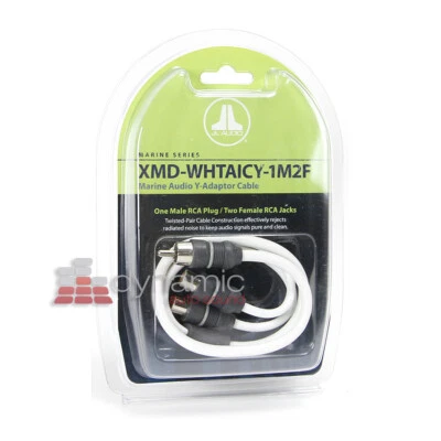 JL AUDIO XMD-WHTAICY-1M2F Marine 1 Male Plug to 2 Female Jacks Y-Adapter Cable - Image 1 of 2