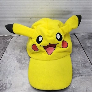 Pokemon Pikachu Yellow Snapback Mesh Cap Hat One Size Adjustable Rare Nintendo - Picture 1 of 9