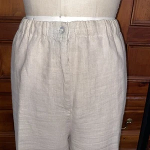 LINDEN HILL Pantalone donna ECRU NATURALE 100% LINO gamba dritta con TASCHE taglia 1X - Foto 1 di 8