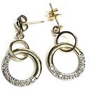 CJL Estate 14k Yellow Gold Loop Dangle earring With A Touch Of Diamond Detail
