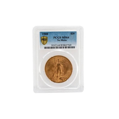 1908 No Motto MS64 PCGS $20 90% Gold St Gaudens Double Eagle Coin - Image 1 of 4