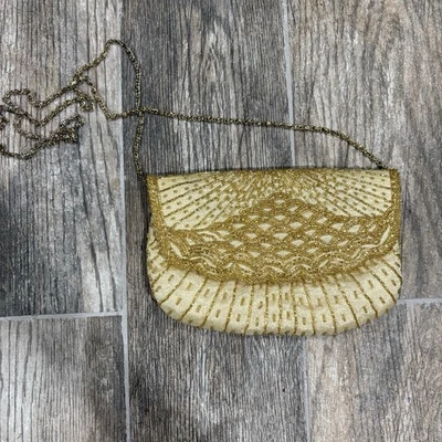 Vintage La Regale Beaded Gold Evening Purse Bag Clutch Elegant - Изображение 1 из 4