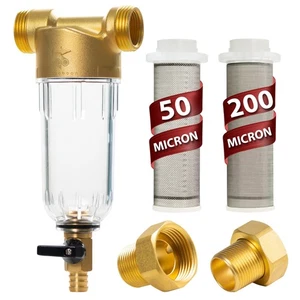 3/4" Spin-Down Sediment Filter for Well Water, Reusable Pre-Filter, 50 & 200 ... - Picture 1 of 8