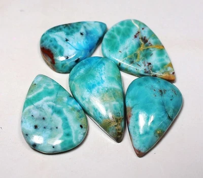 Lote a granel de 118 quilates piedras preciosas cabujón pera larimar azul diseñador natural HR-355 Foto 1 de 4