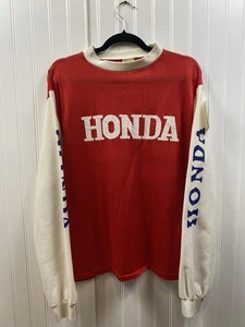 True Vintage 1970s Honda Moto Cross Racing Jersey Men’s Medium Cropped Fit Red - Picture 1 of 8
