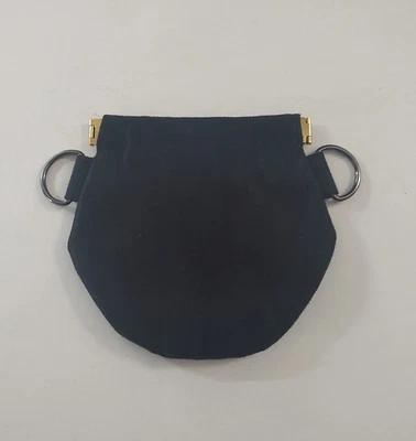 Caldero de gamuza monedero bolsa apretada abierta hecha a mano negra con asas clips Foto 1 de 4