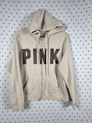 Chaqueta con Capucha Cremallera Completa Estampado Animal Guepardo Leopardo Rosa Victoria's Secret XL Foto 1 de 4