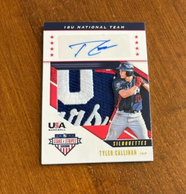 Tyler Callihan 2019 USA Baseball Stars Silhouettes Game Patch Auto BB Reds /4 - Image 1 of 2