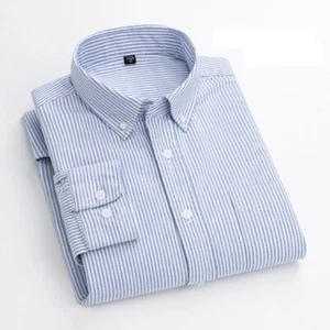 Camisas de vestir para hombre Oxford mangas largas formales negocios informales algodón camisas ajustadas - Imagen 1 de 24
