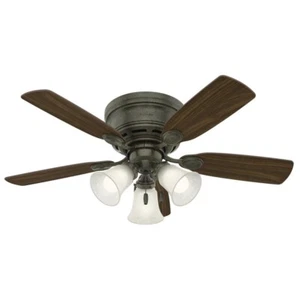 42" Provencal Gold Indoor LED Ceiling Fan White Snowflake Linen Glass Shade - Picture 1 of 12