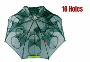 16 holes Foldable Fishing Bait Trap Crab Net Crawdad Shrimp Cast Dip Cage Fish - Picture 1 of 6