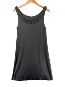 J Crew Shift Dress Womens S Gray Pullover Sleeveless Ruffle Stretch Casual - Picture 1 of 6