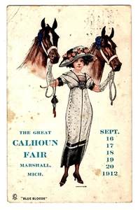 The Great Calhoun Fair, Marshall, Michigan, September 1912, advert. postcard - Picture 1 of 2
