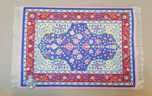 Dollhouse miniature woven carpet pre-1800s floral design - Picture 1 of 3