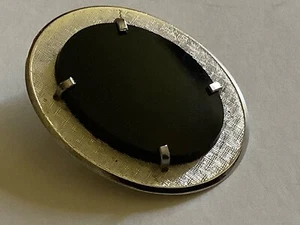 Beau Sterling Silver Black Onyx Stone Brooch/Pin/Pendant - Picture 1 of 4