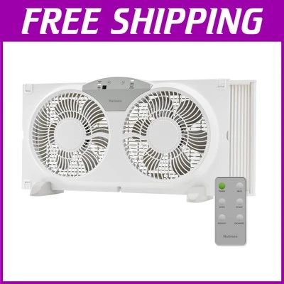 9" Twin Digital Window Fan with Reversible Airflow & Remote Control - White - Image 1 of 4