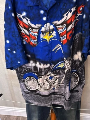 CAMISA ABOTONADA MANGA CORTA BOLOS MOTO MALIBU Dreams chopper 2xl xxl  Foto 1 de 4