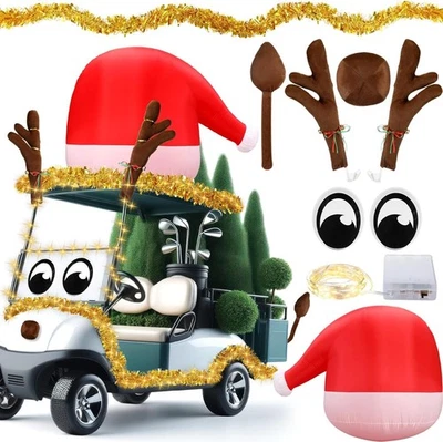  Kit de decoración de carro de golf para desfile de Navidad de 9 piezas con cadena de luces LED - 4 pies  - Imagen 1 de 4