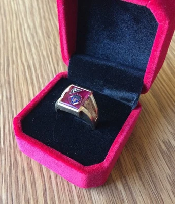 Vintage Ruby And Diamond 10k Gold  Knights of Columbus Ring 8.4 Grams Size 9-9.5 - Image 1 of 4