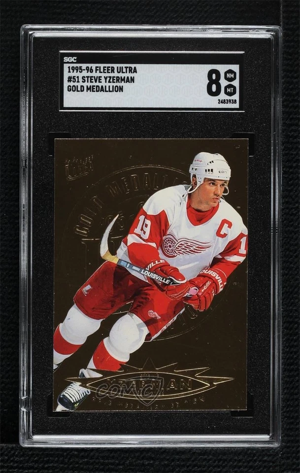 1995-96 Fleer Ultra Gold Medallion Edition Steve Yzerman #51 SGC 8 HOF - Image 1 of 2