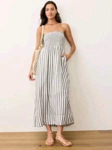 NEW Marine Layer Sutton Strapless Maxi Dress Black/Cream Stripe Size S - Picture 1 of 10