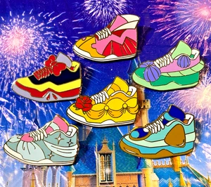 ๐ฆ 2023 Loungefly BoxLunch Disney Princess Sneaker Pins - Disney Shoes 6 Pin Set - Picture 1 of 2