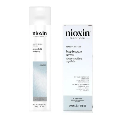 Nioxin Niospray Strong Density Defend лак для волос 10,6 унц и бустерная сыворотка 3,3 унц набор - Изображение 1 из 4