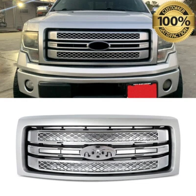 Ingot Silver Front Bumper Grille For 2009-2014 Ford F-150 F150 Platinum Lariat Foto 1 de 4