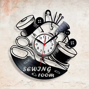Wall clock Sewing Vinyl clock Sewing machine Vinyl decor Sewing - Picture 1 of 1