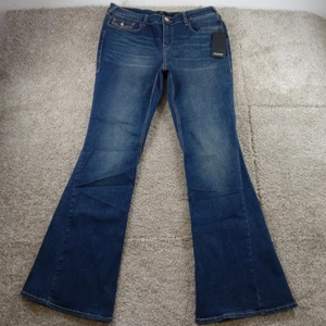 True Religion Jeans Womens 32W Blue Joey Mid Rise Flare Leg Flap Pockets - Picture 1 of 15