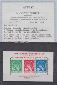 Berlin Block 1 postfrisch Fotoattest BPP Schlegel,zutiefst geprüft, Nr.044105 A - Bild 1 von 3