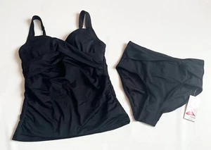 LANDS END Black Tankini 2 Piece Swimsuit NWT Size 4/6 - Picture 1 of 9