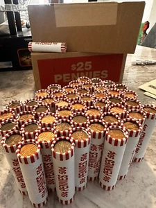10 Rolls (500) WellOver 3 Pounds Unsearched pennies Maybe IndianHead/Wheat/steel - Picture 1 of 9