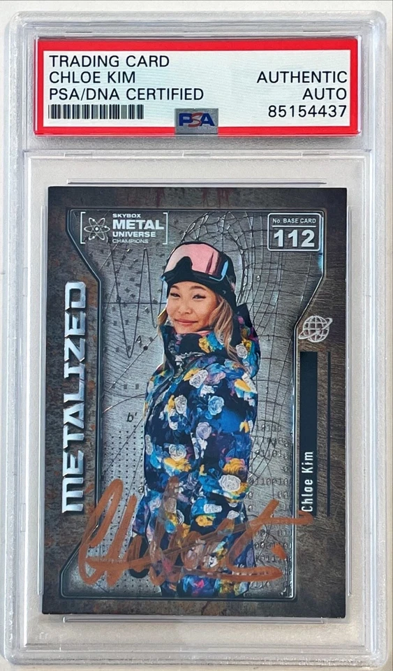 2021 Skybox Metal Universe Chloe Kim Snowboarding Signed Auto Card #112 PSA DNA - Image 1 of 1