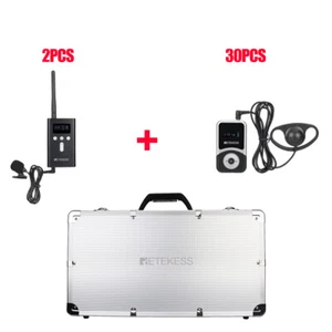 Sistema de Audio Guía Turístico Inalámbrico 2 Transmisores 30 Recibos Cargador Estuche Reunión - Imagen 1 de 20