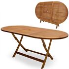 Garden Wooden Outdoor Oval Dining Table Foldable Acacia Solid Wood Furniture