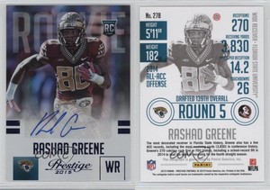 2015 Panini Prestige Extra Points Blue Signatures Rashad Greene Rookie Auto RC