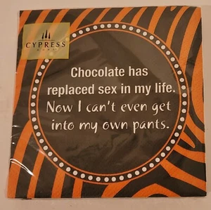 Cypress Home Napkins~3-ply~20 Pack~ Chocolate Has Replaced Sex in my Life~10x10 - Picture 1 of 3