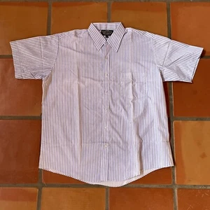 Vintage Haband Executive Division Button Up Shirt Size 16 Blue Stripes 90s Boss - Picture 1 of 23